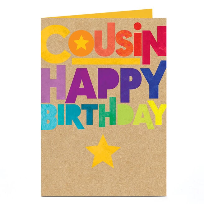 Birthday Card - Rainbow Lettering, Cousin