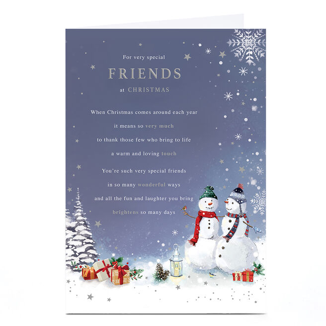Personalised Christmas Card - Snowman Couple, Friends