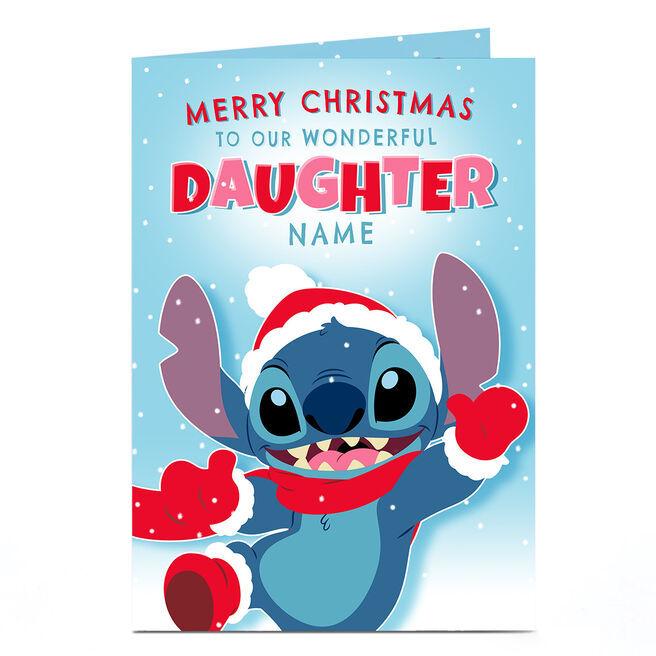 Personalised Disney Christmas Card - Stitch, Daughter