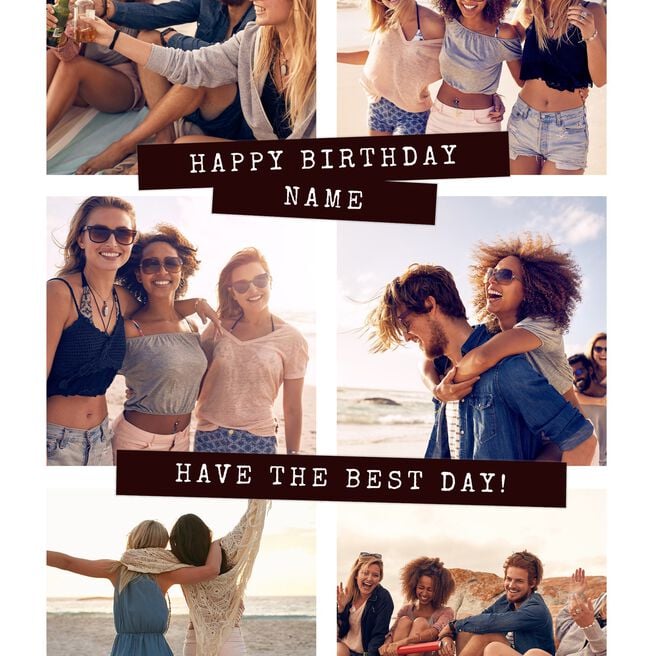 Photo Birthday Card - 6 Photos with Editable Text