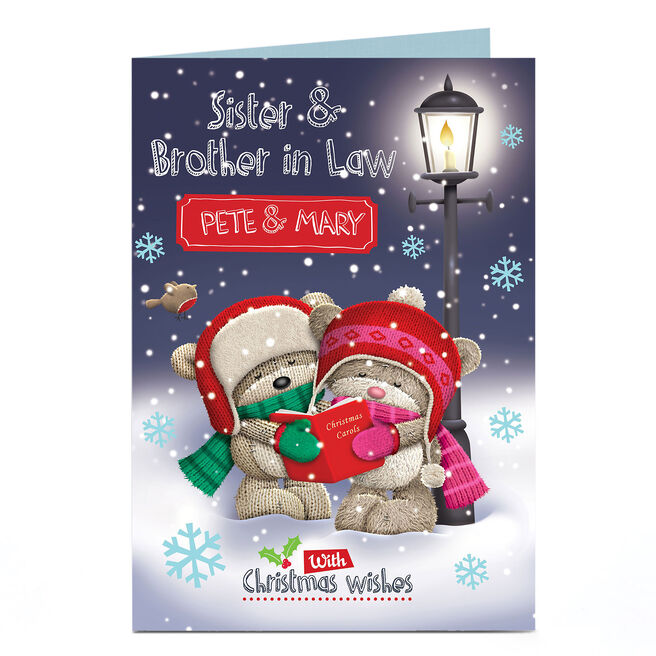 Hugs Personalised Christmas Card - Sister & Brother-in-Law Singing