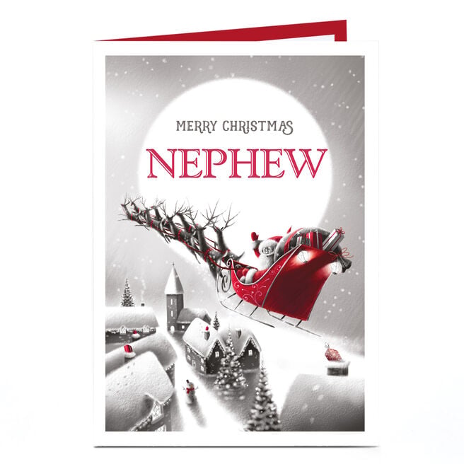 Personalised Christmas Card - Santa's Sleigh Nephew