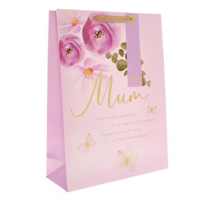 Extra Large Portrait Mum Butterflies & Flowers Gift Bag