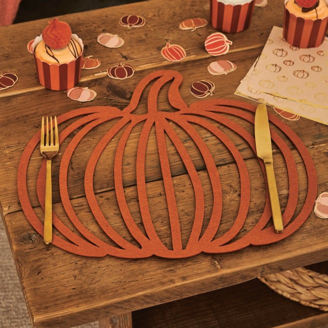 Pumpkin Felt Place Mats - Pack of 4