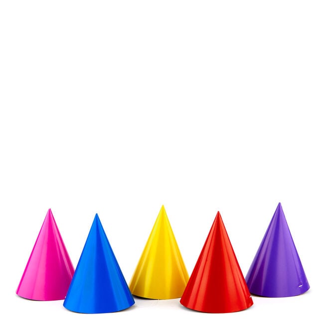 Pack Of 8 Party Hats - Assorted Colours
