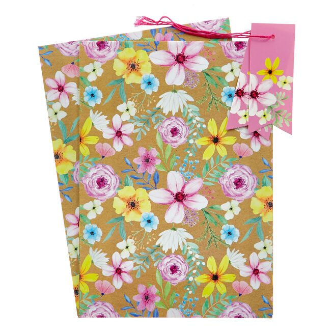 Floral Wrapping Paper & Gift Tags - Pack of 2