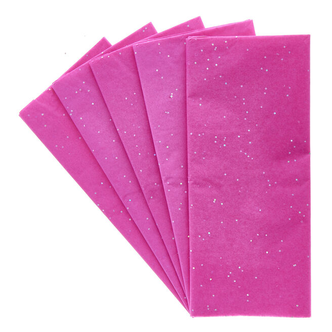 Deep Pink Glitter Tissue Paper - 6 Sheets