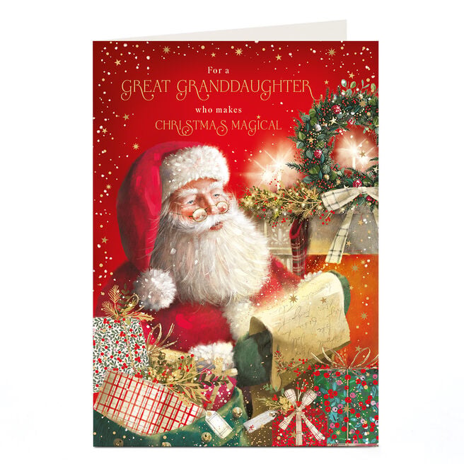Christmas Card - Santa Checking List, Great Granddaughter