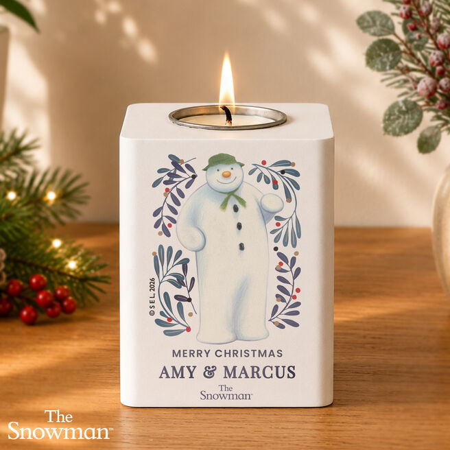 Personalised The Snowman Countdown to Christmas Wooden Tealight