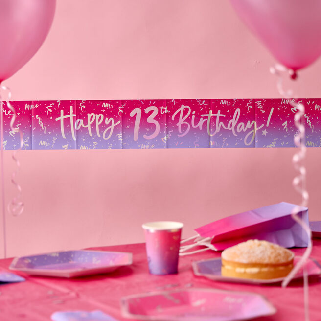 Happy 13th Birthday Banner - Pink