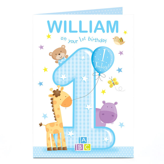 Personalised Birthday Card - Blue On Your First