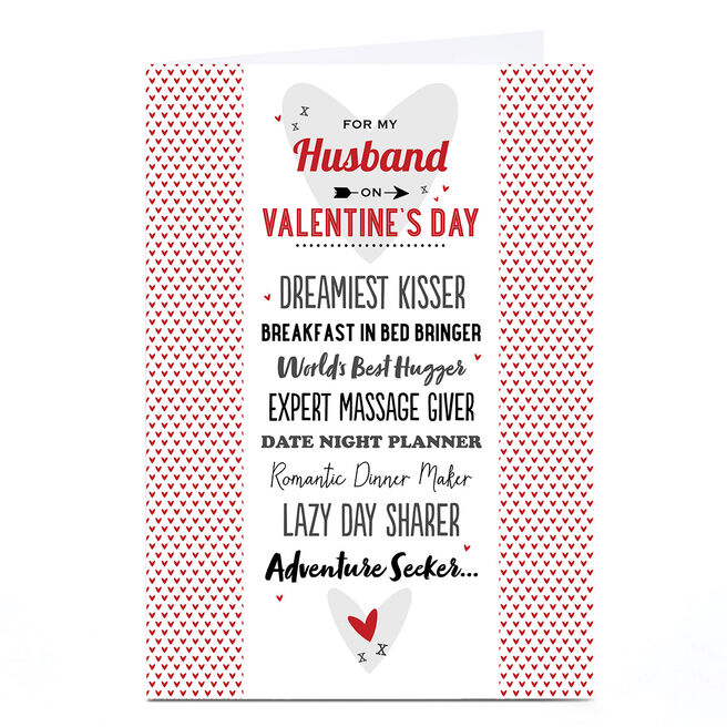 Personalised Valentine's Day Card - List of Qualities, Husband