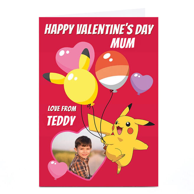 Personalised Pokemon Valentine's Day Card - Pikachu Balloons