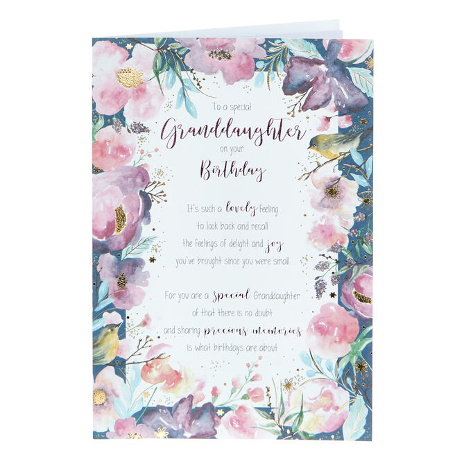 Birthday Card - Granddaughter Floral Border