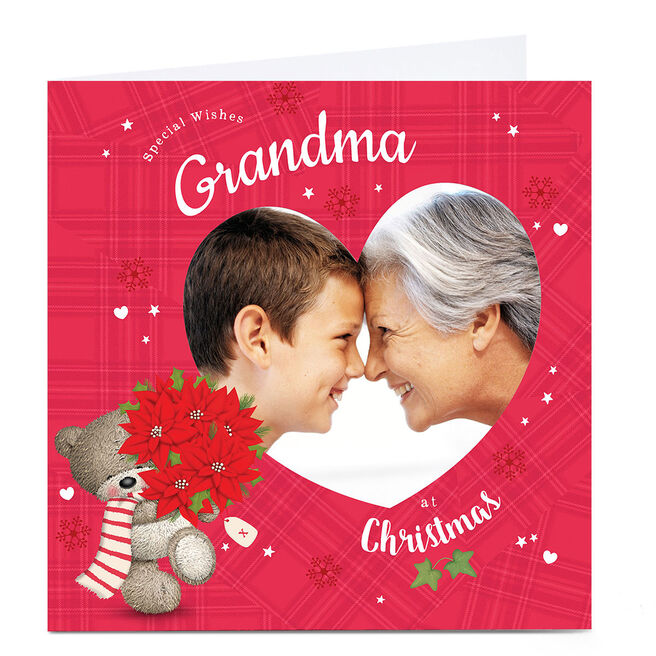 Hugs Photo Christmas Card - Red And Hearts
