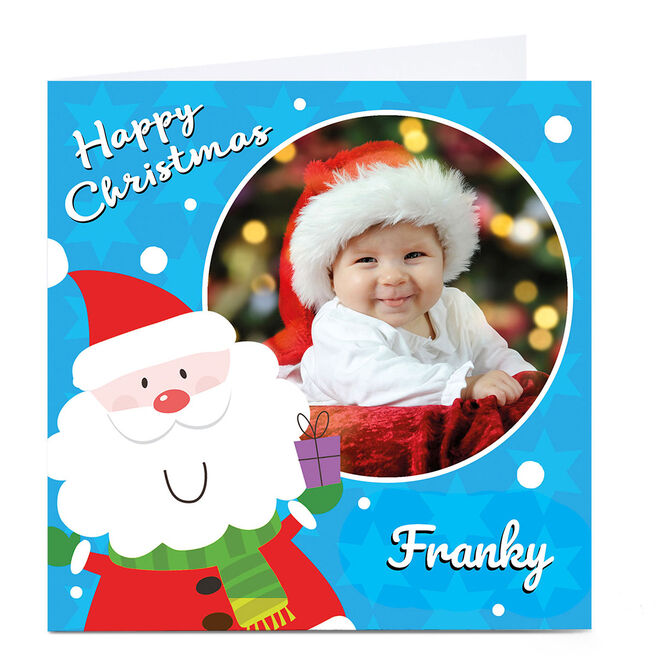 Photo Christmas Card - Santa Blue