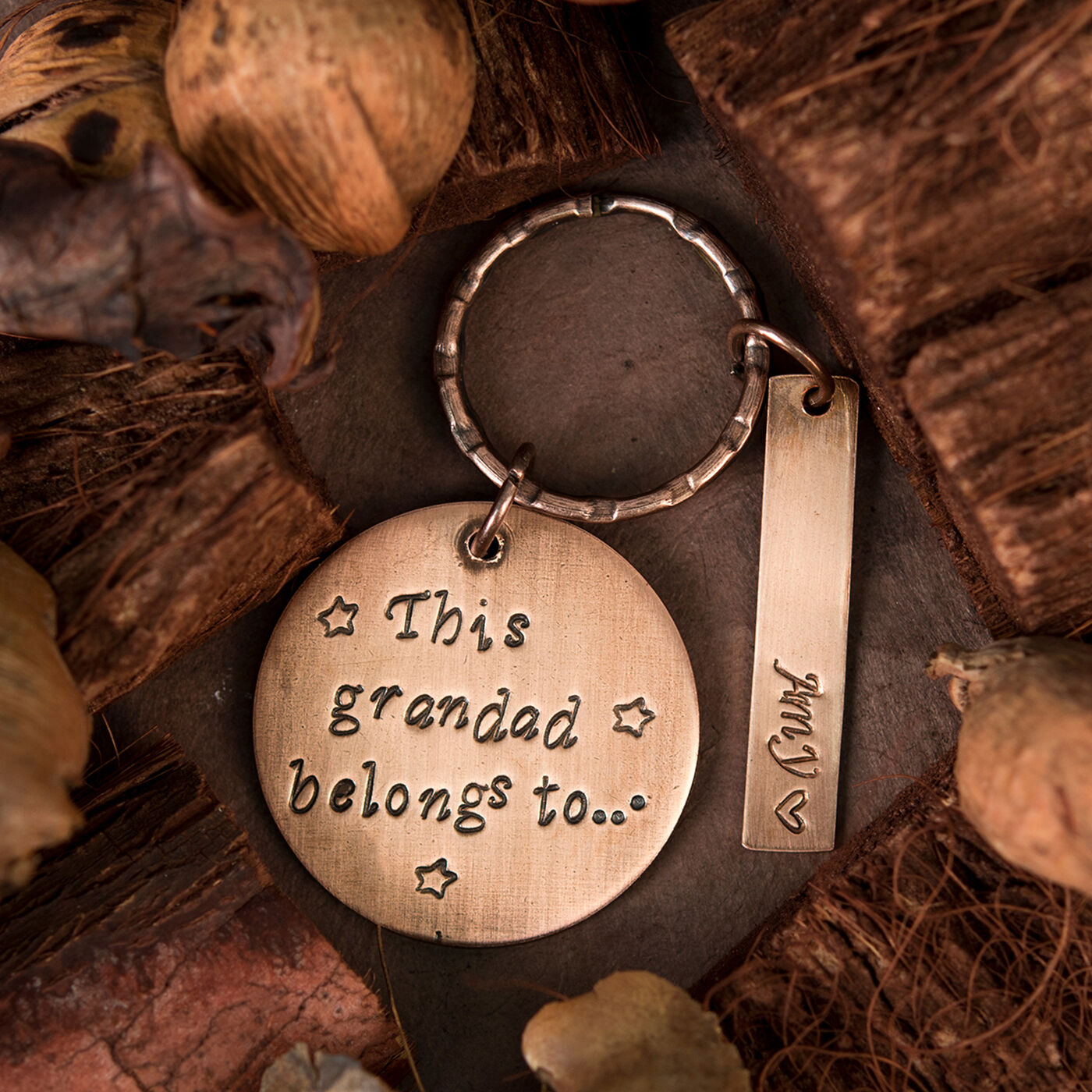 Personalised Copper Key Ring With Tags | GettingPersonal.co.uk