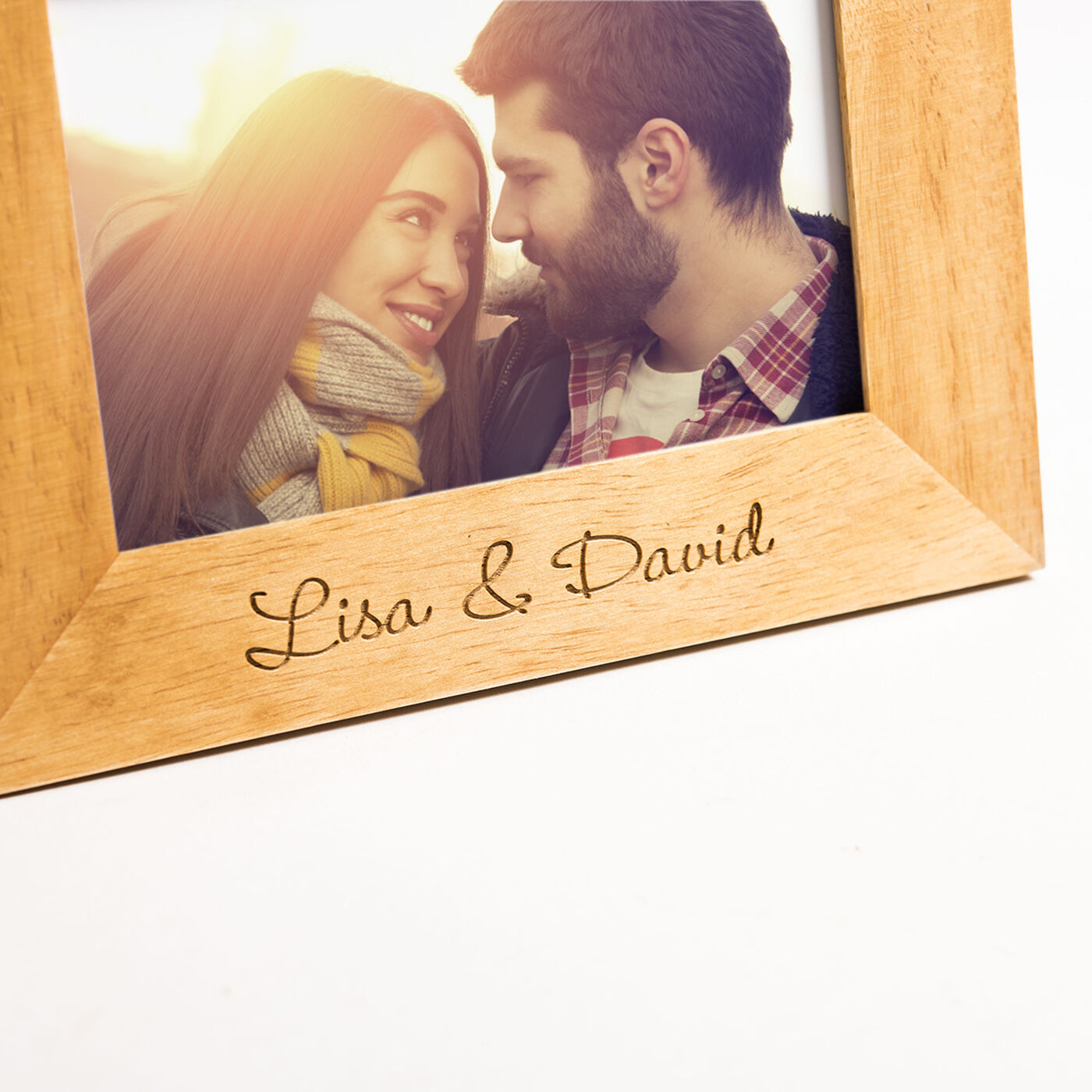 Engraved Wooden Photo Frame - Script Message | GettingPersonal.co.uk