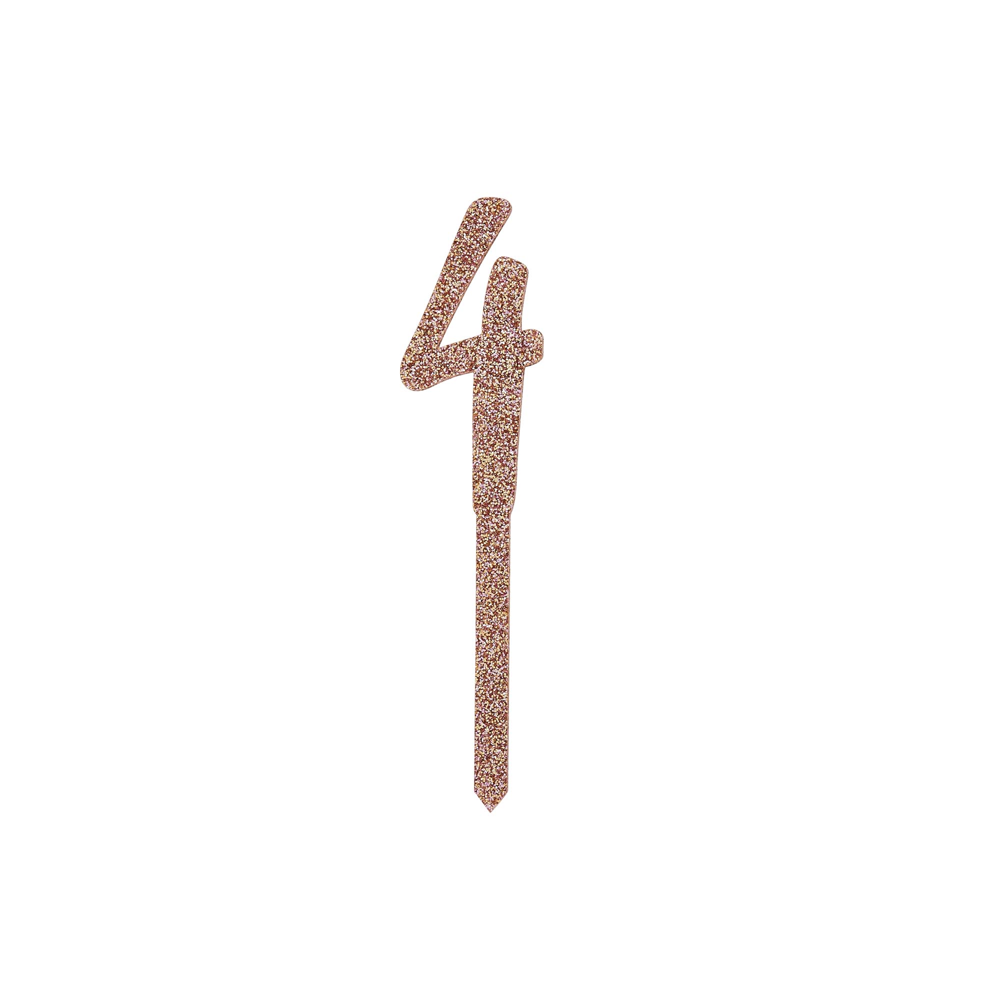 Metallic Rose Gold Number Glitter Acrylic Cake Topper (Numbers 0-9)