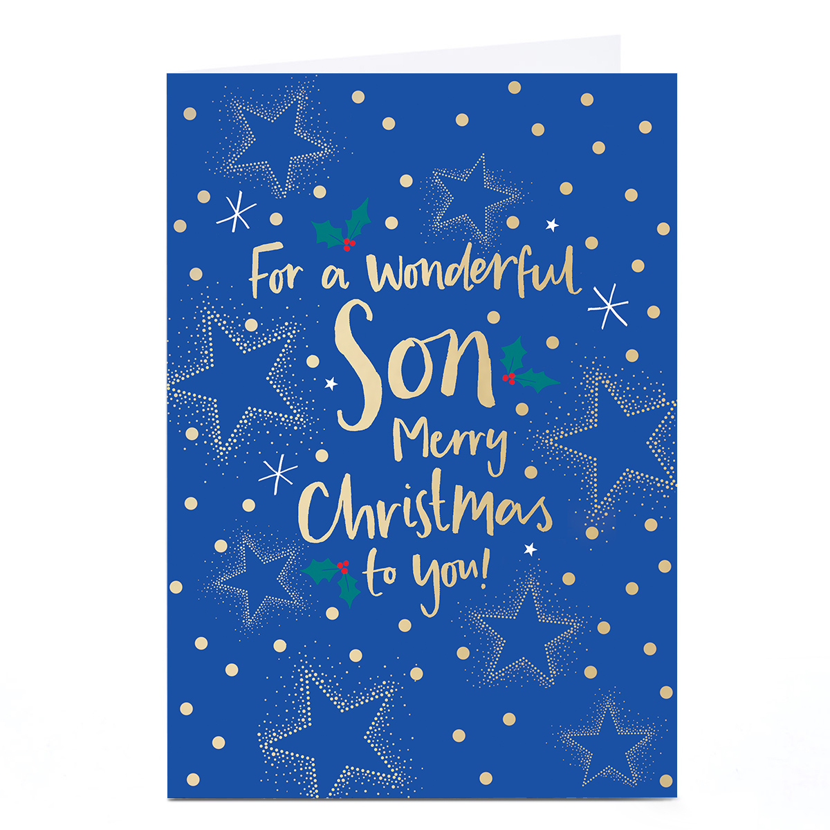 Christmas Card - Blue Stars For A Wonderful Son