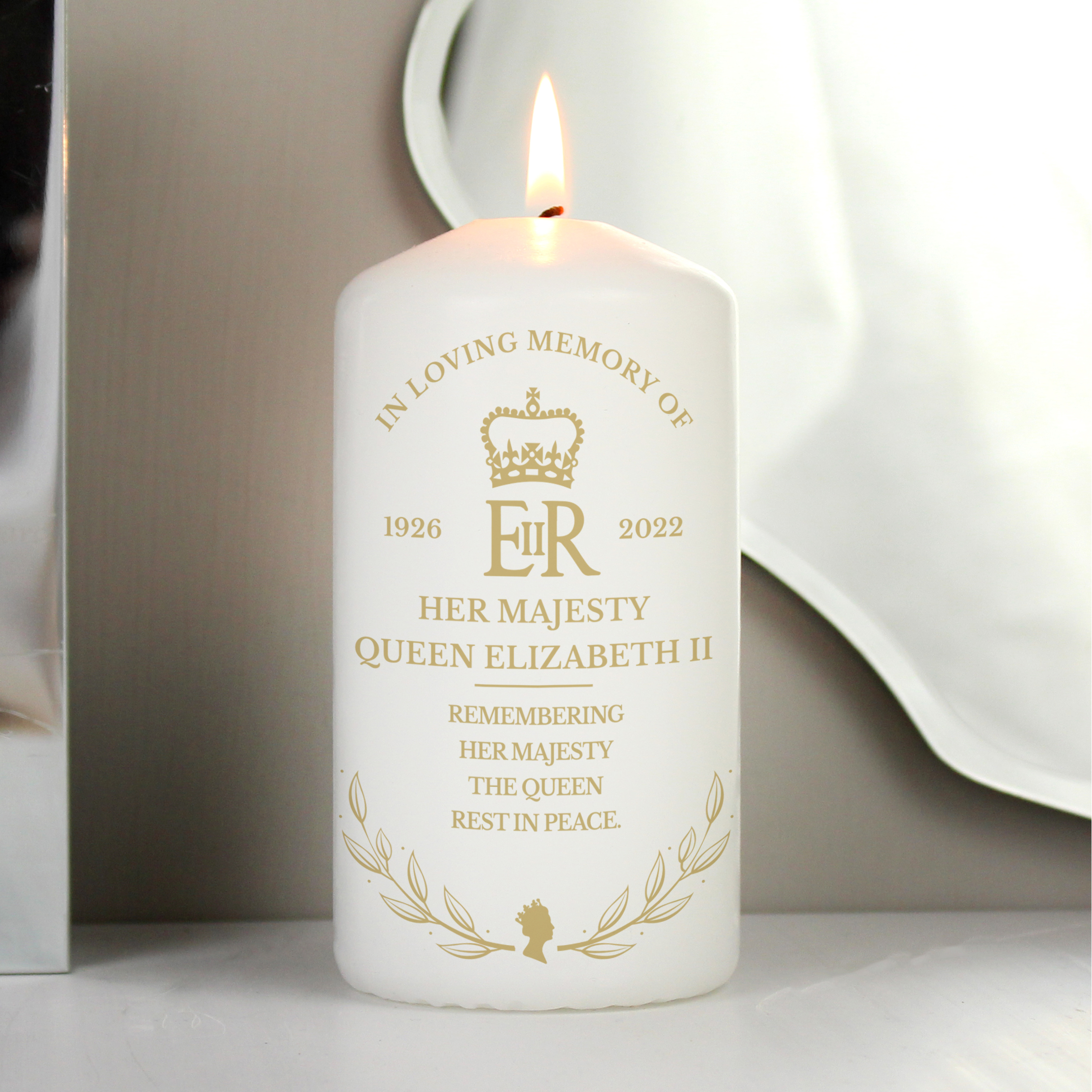 Personalised Commemorative Queen Elizabeth II Pillar Candle
