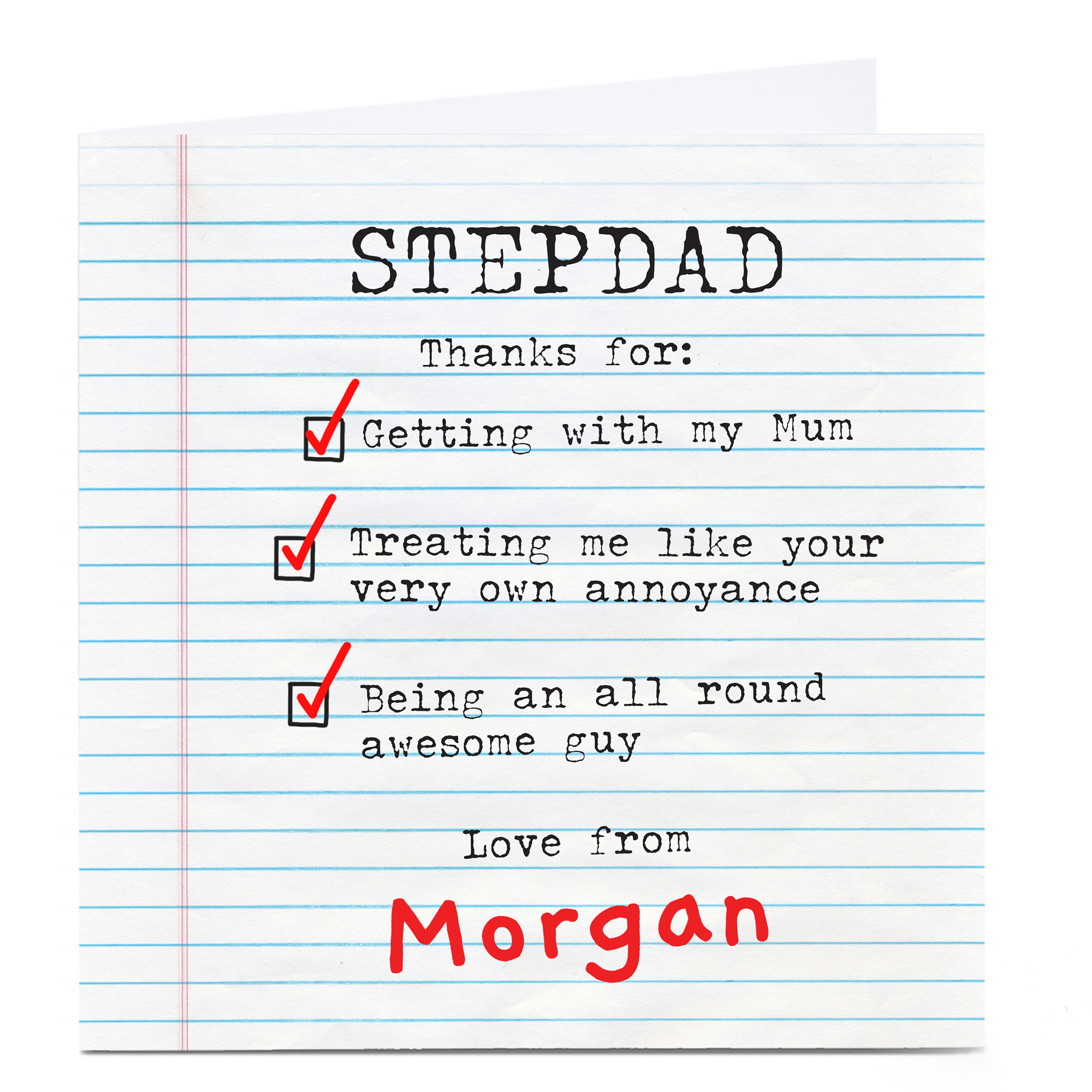 Personalised Father's Day Card - Stepdad Checklist
