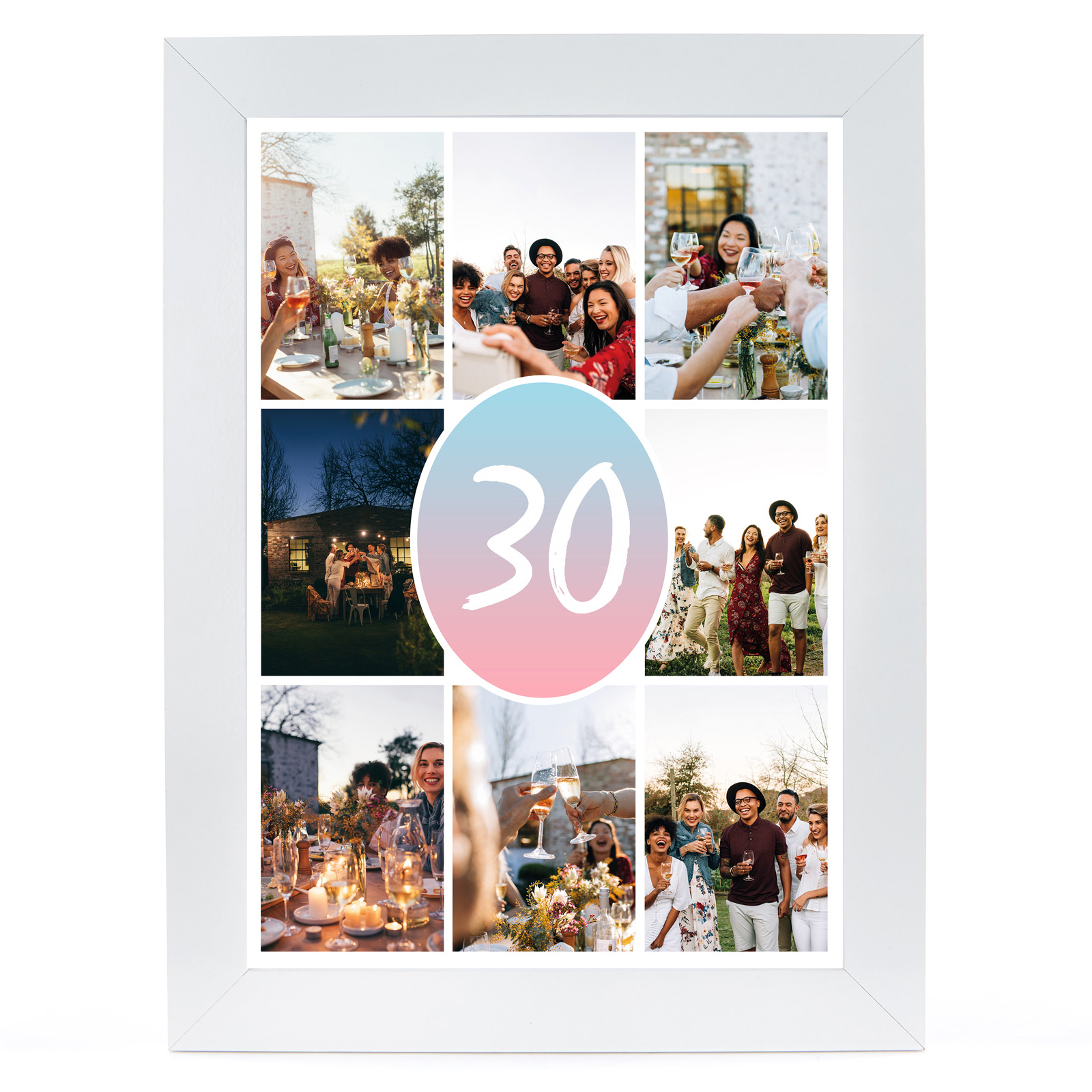 Personalised 30th Birthday Photo Print - Pink & Blue Gradient