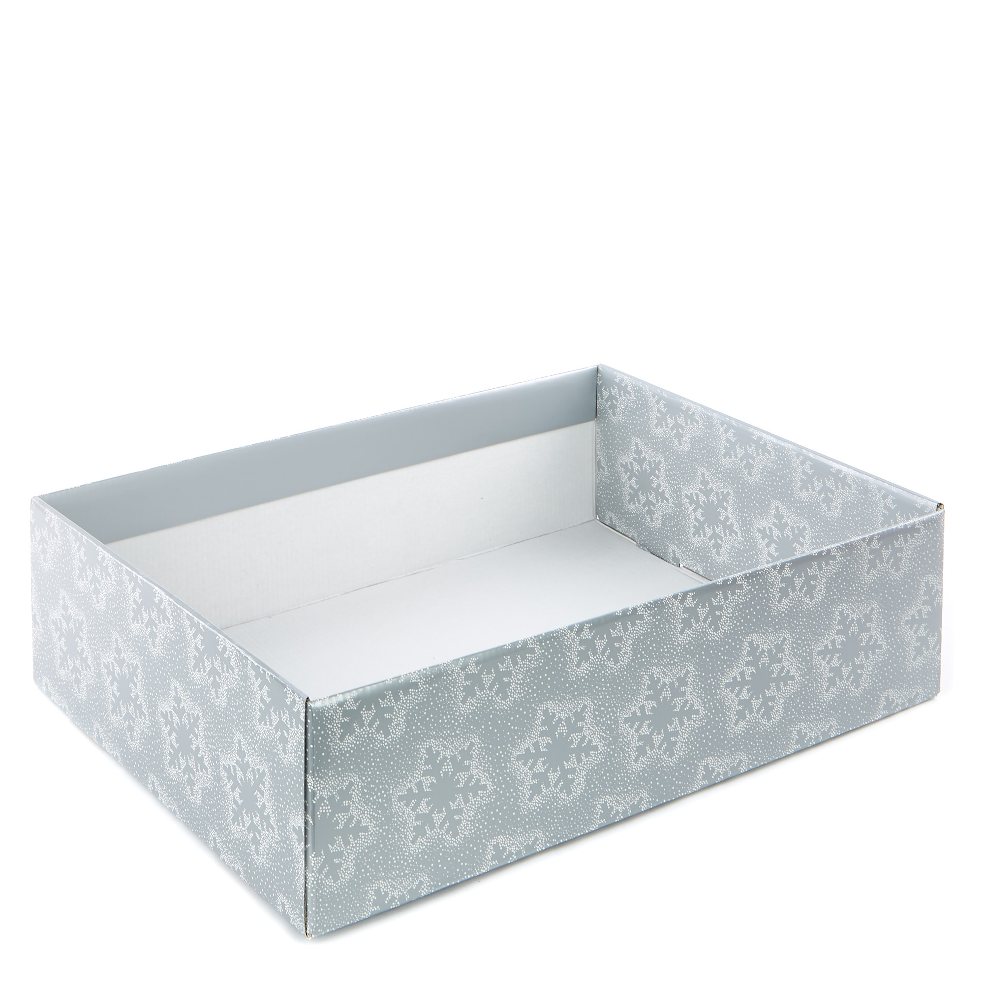 Large Christmas Flat-Pack Gift Box - Silver Snowflakes