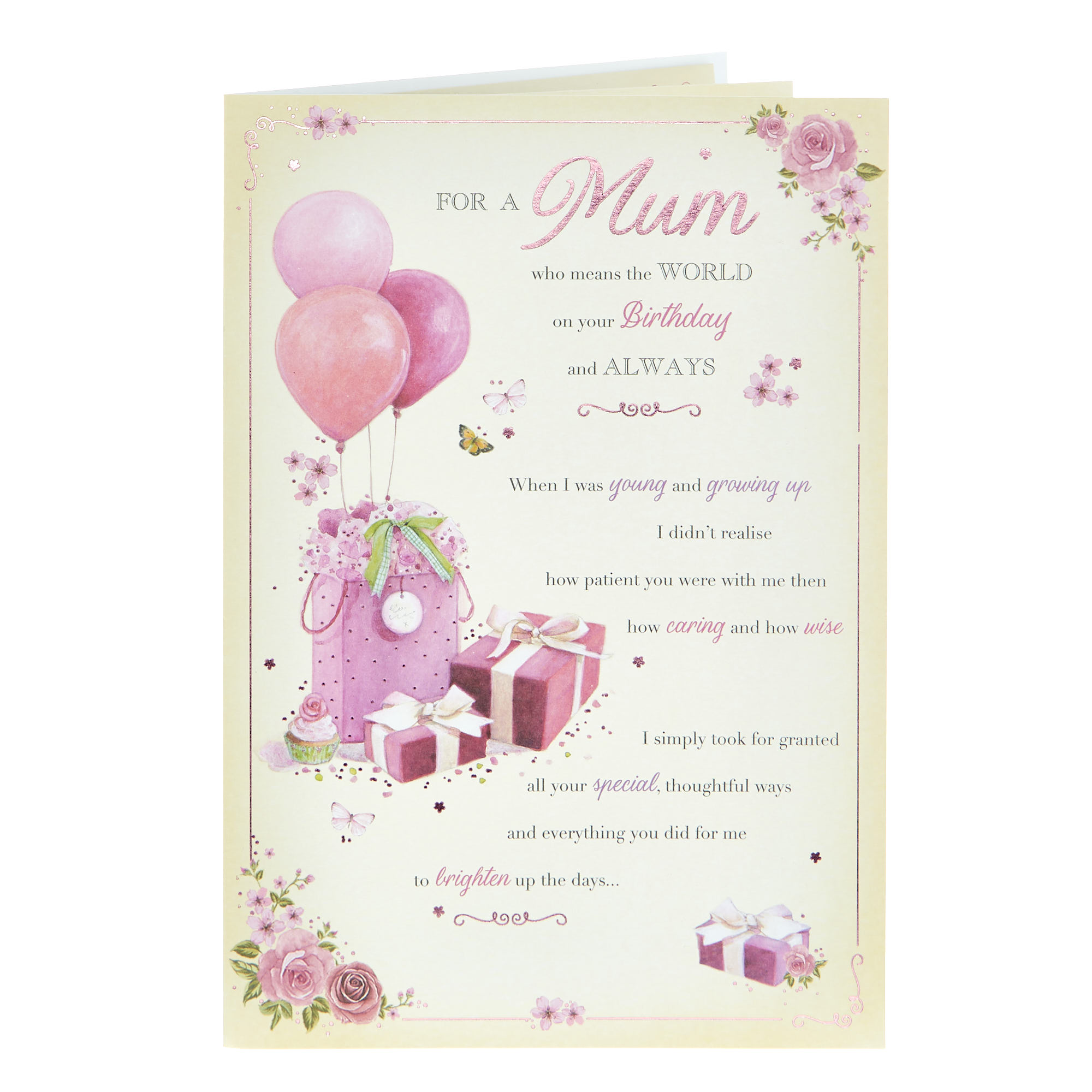 Birthday Card - Mum Pink Balloons