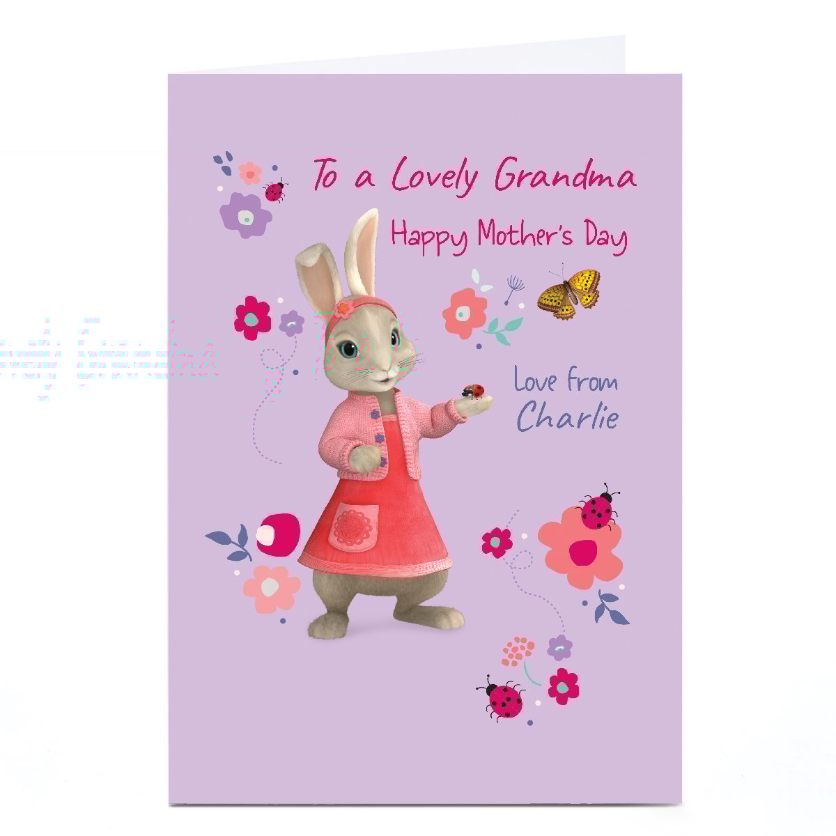 Personalised Peter Rabbit Mother's Day Card - Lily Bobtail, Grandma
