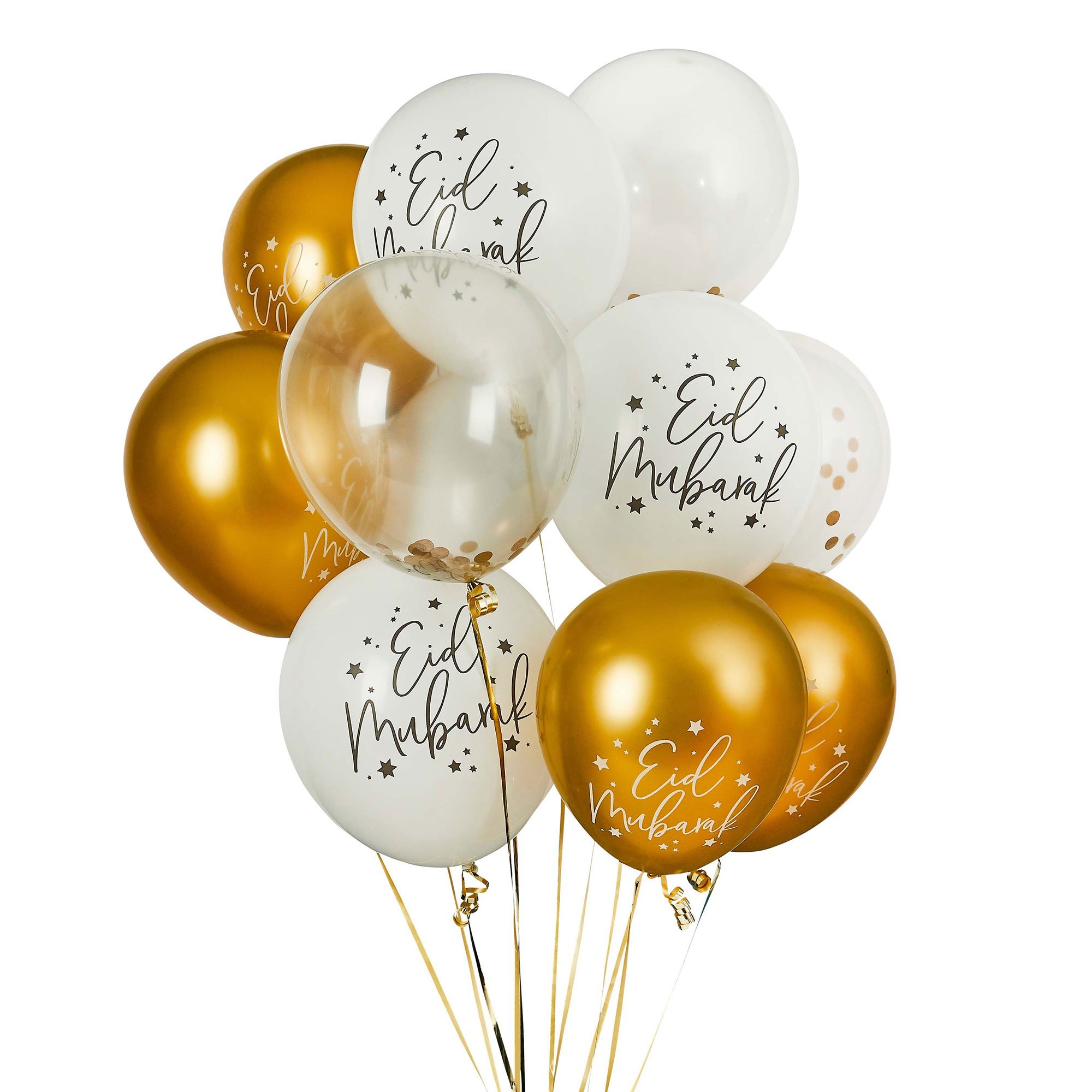 Eid Mubarak 12-Inch Latex Balloons - Pack of 12
