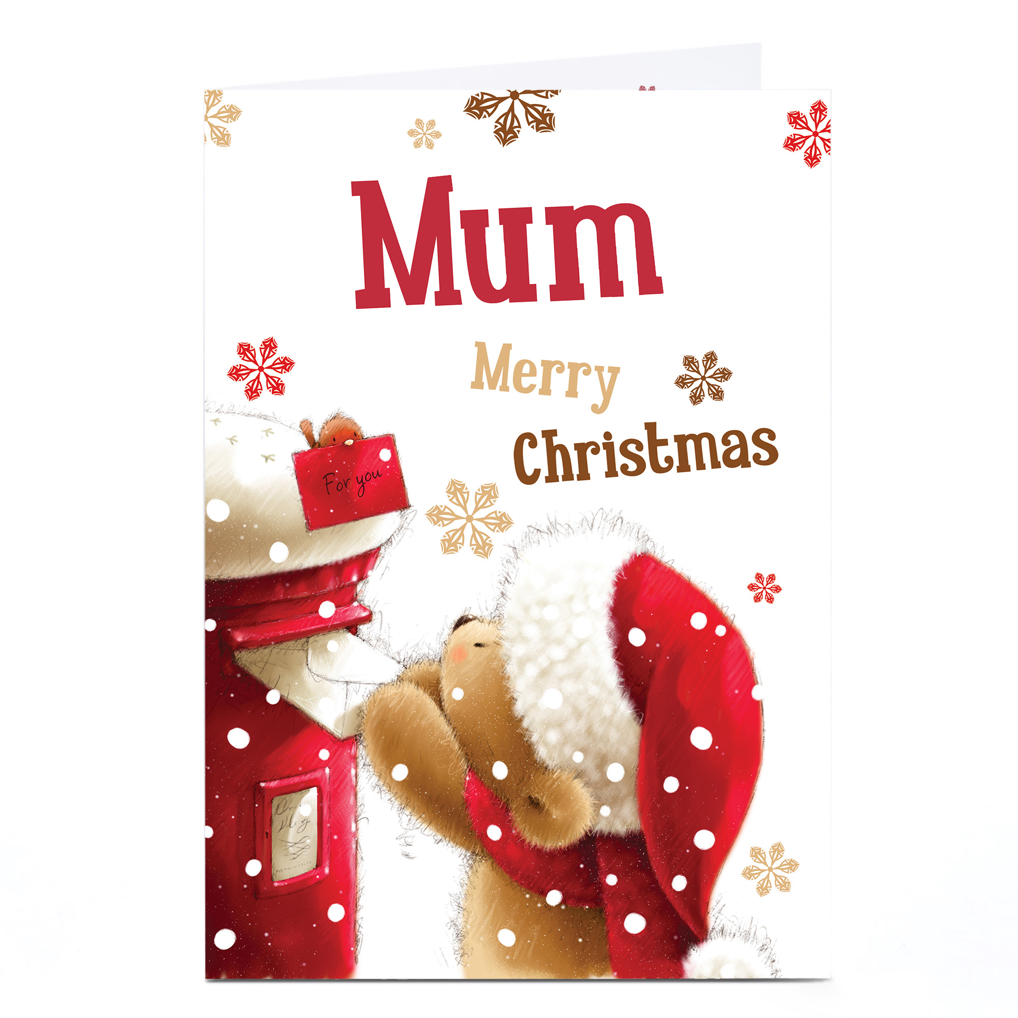 Personalised Christmas Card - Post Box Bear