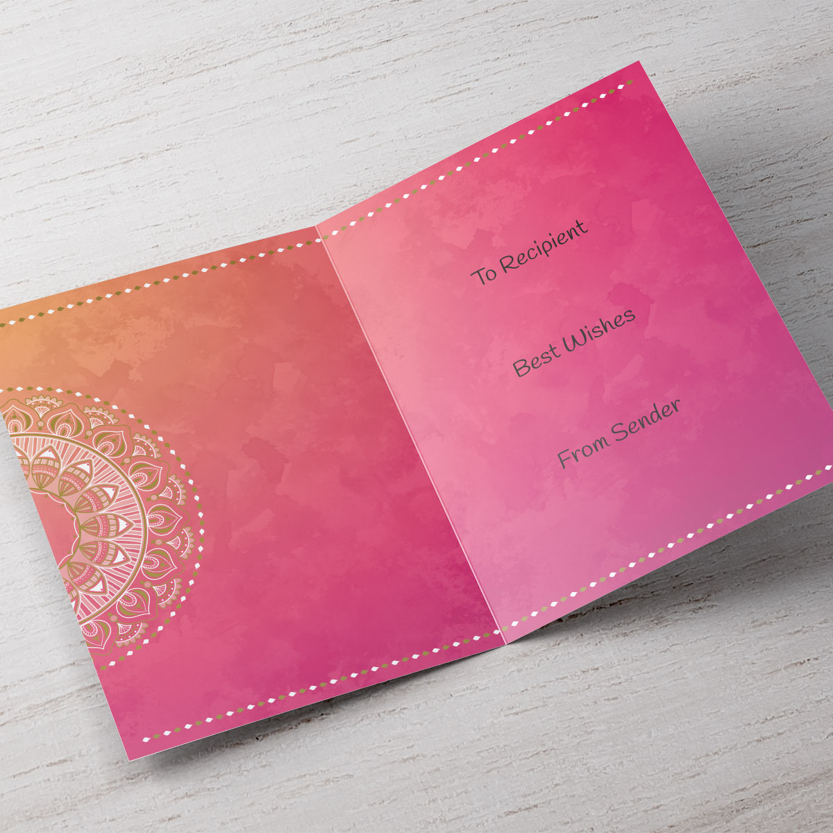 Personalised Diwali Card - Orange, Pink And Purple