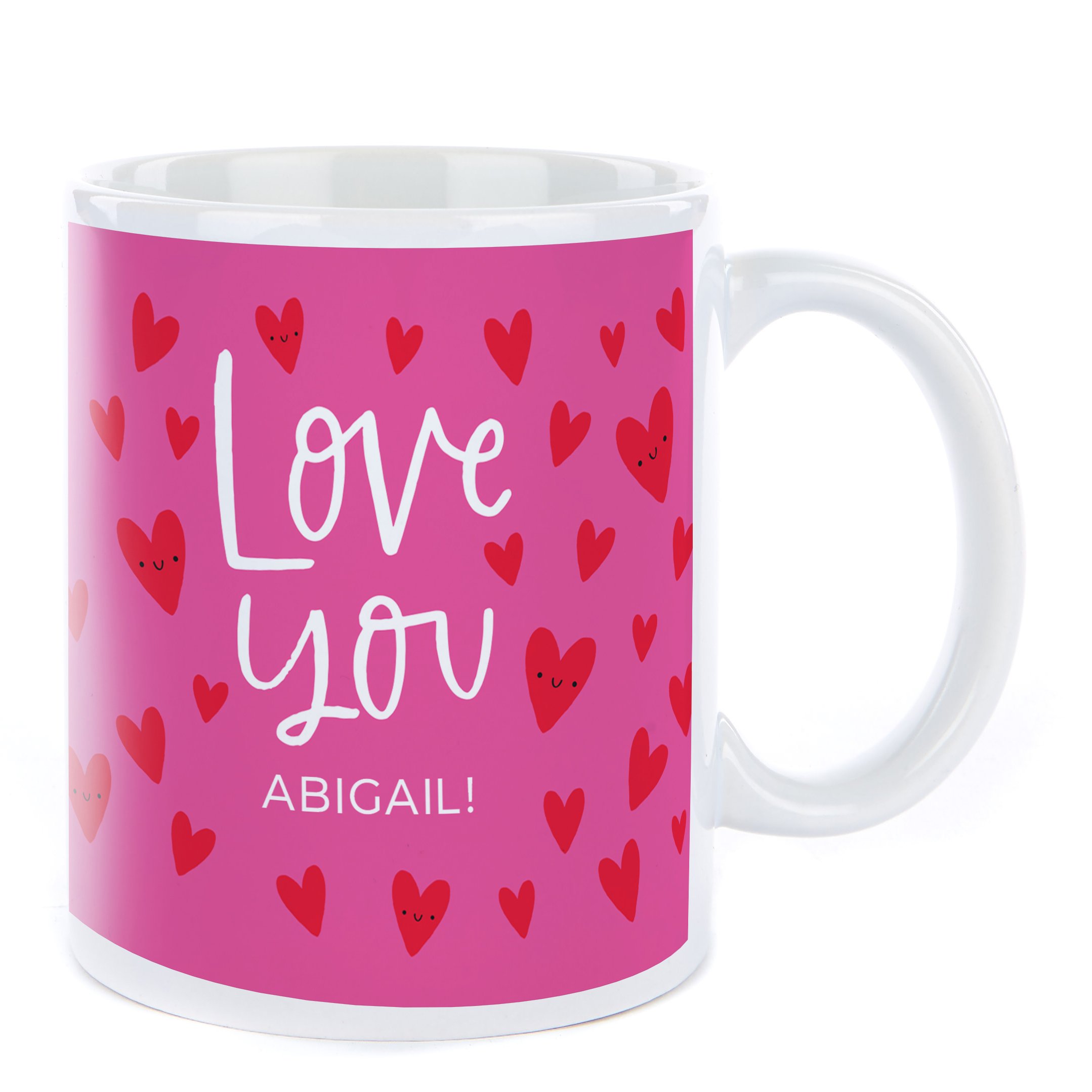 Personalised Mug - Pink Love You Hearts
