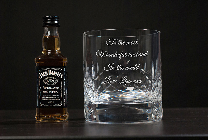Engraved Crystal Whisky Tumbler & Jack Daniels Gift Set
