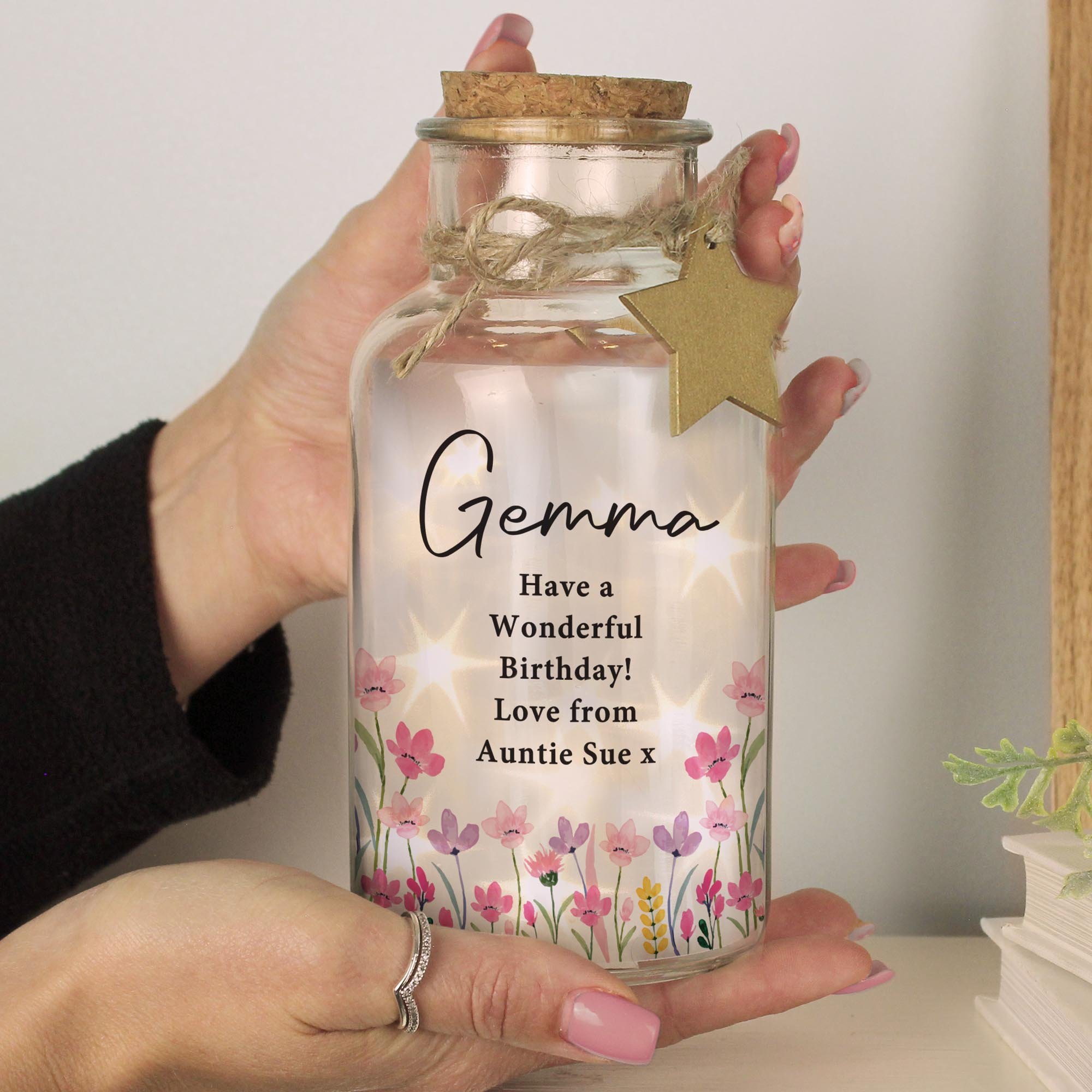 Personalised Floral LED Light Up Jar
