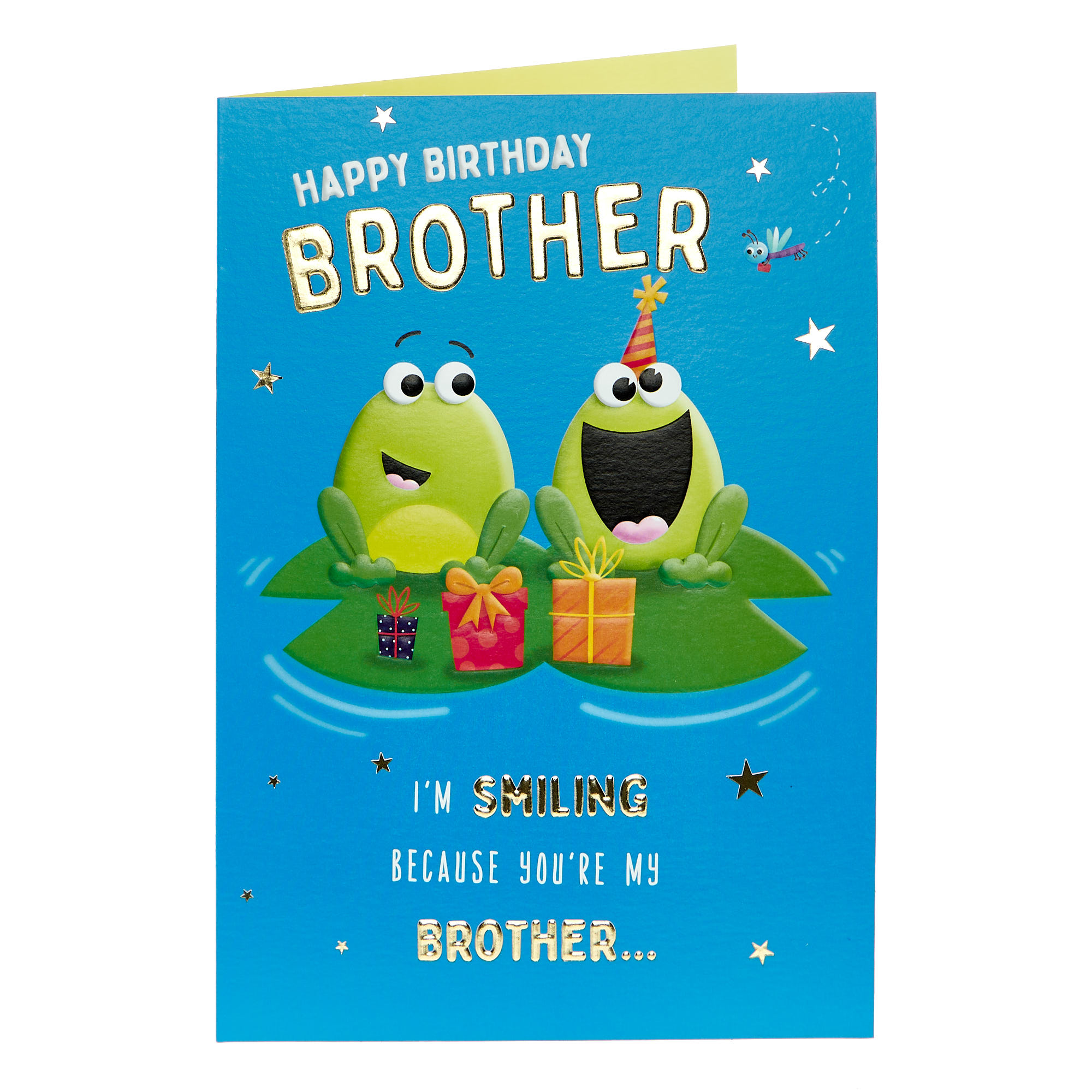 Brother I'm smiling Party Frogs Birthday Card