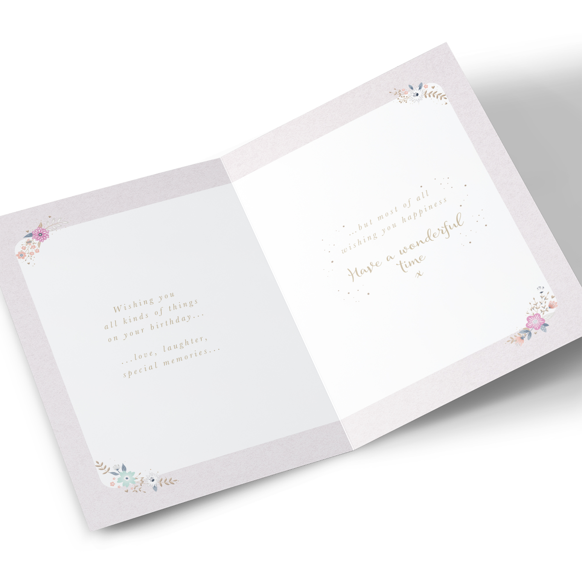 Birthday Card - Pastel Blue Florals and Butterfly, Niece