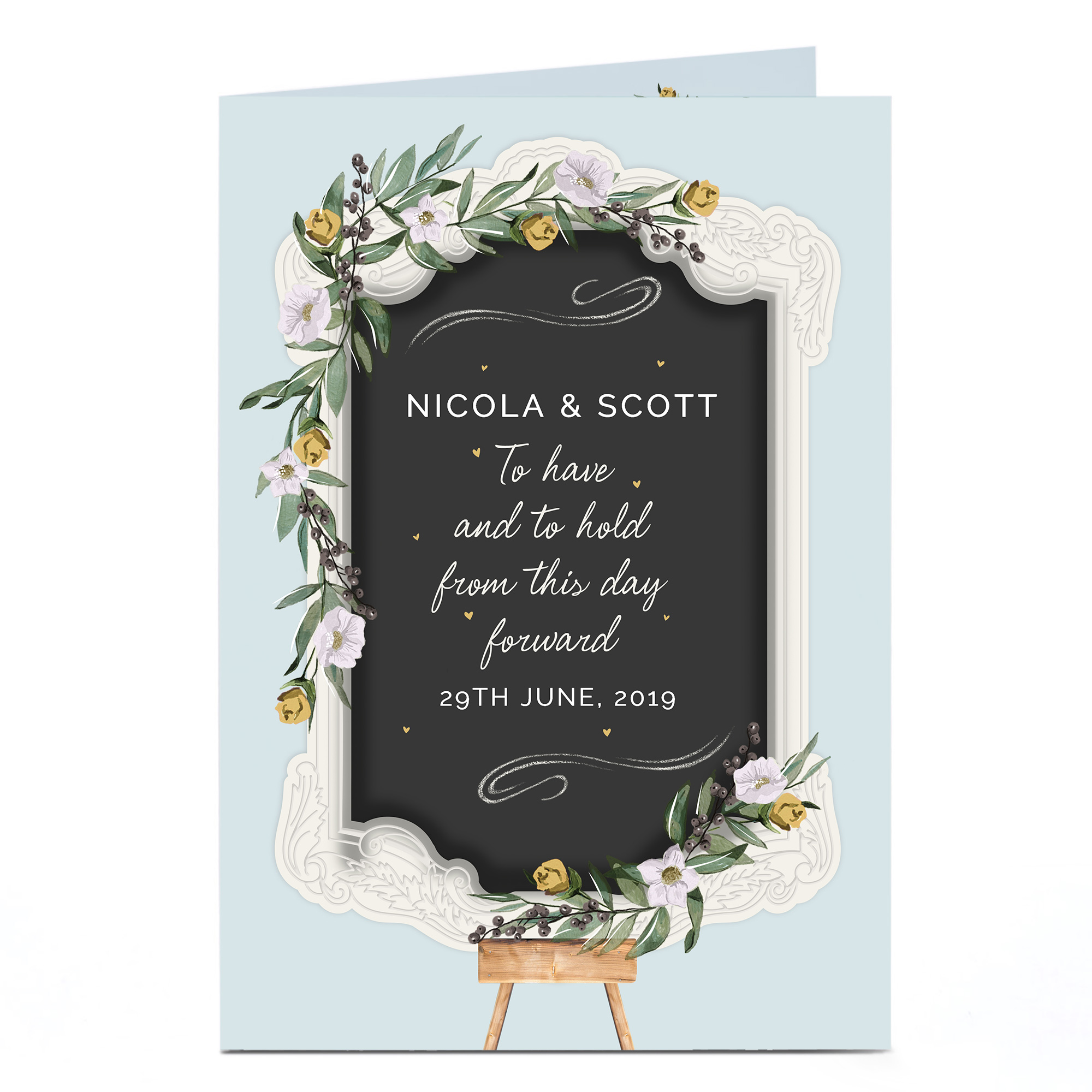 Personalised Wedding Card - Floral Chalkboard