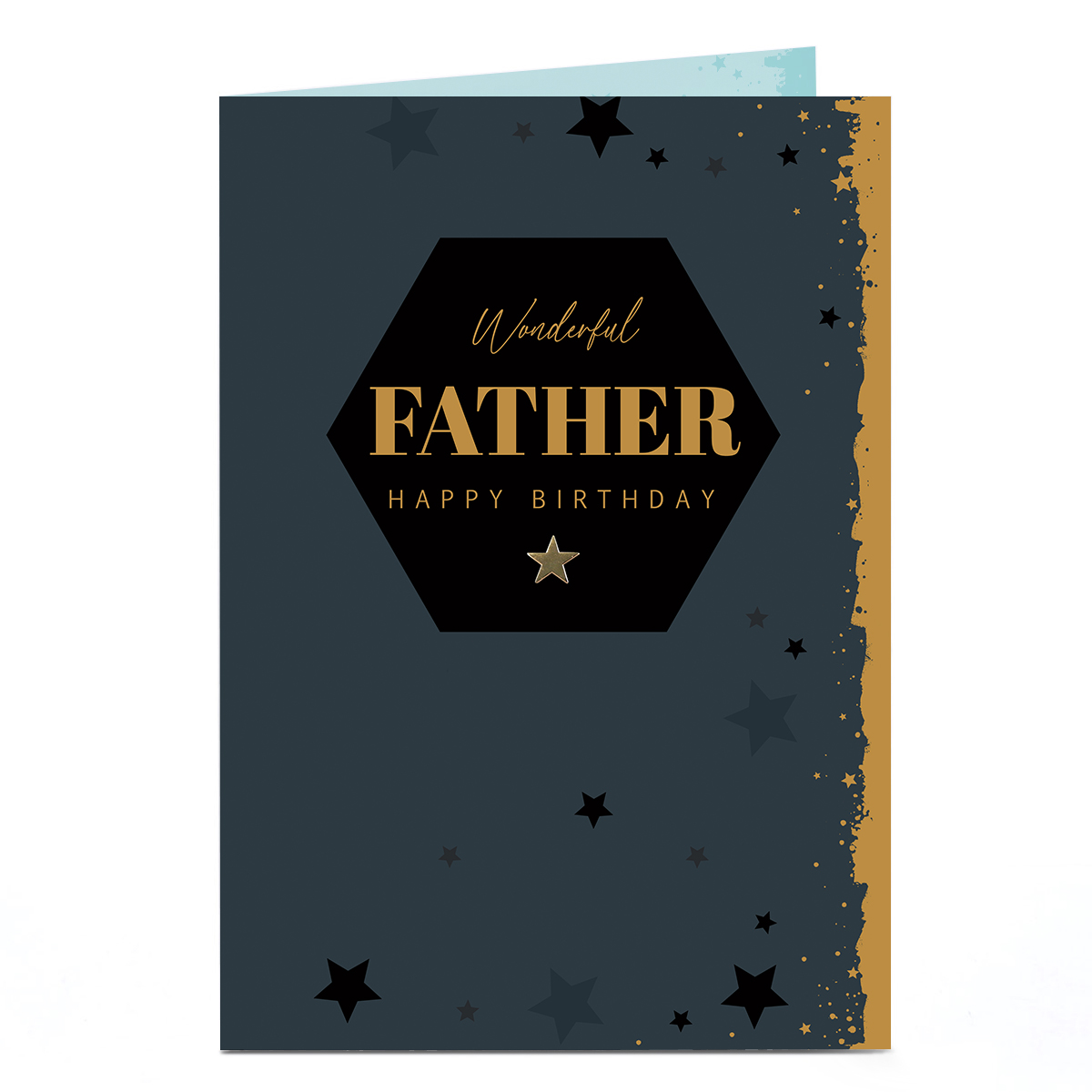 Birthday Card - Black and Gold, Wonderful Father