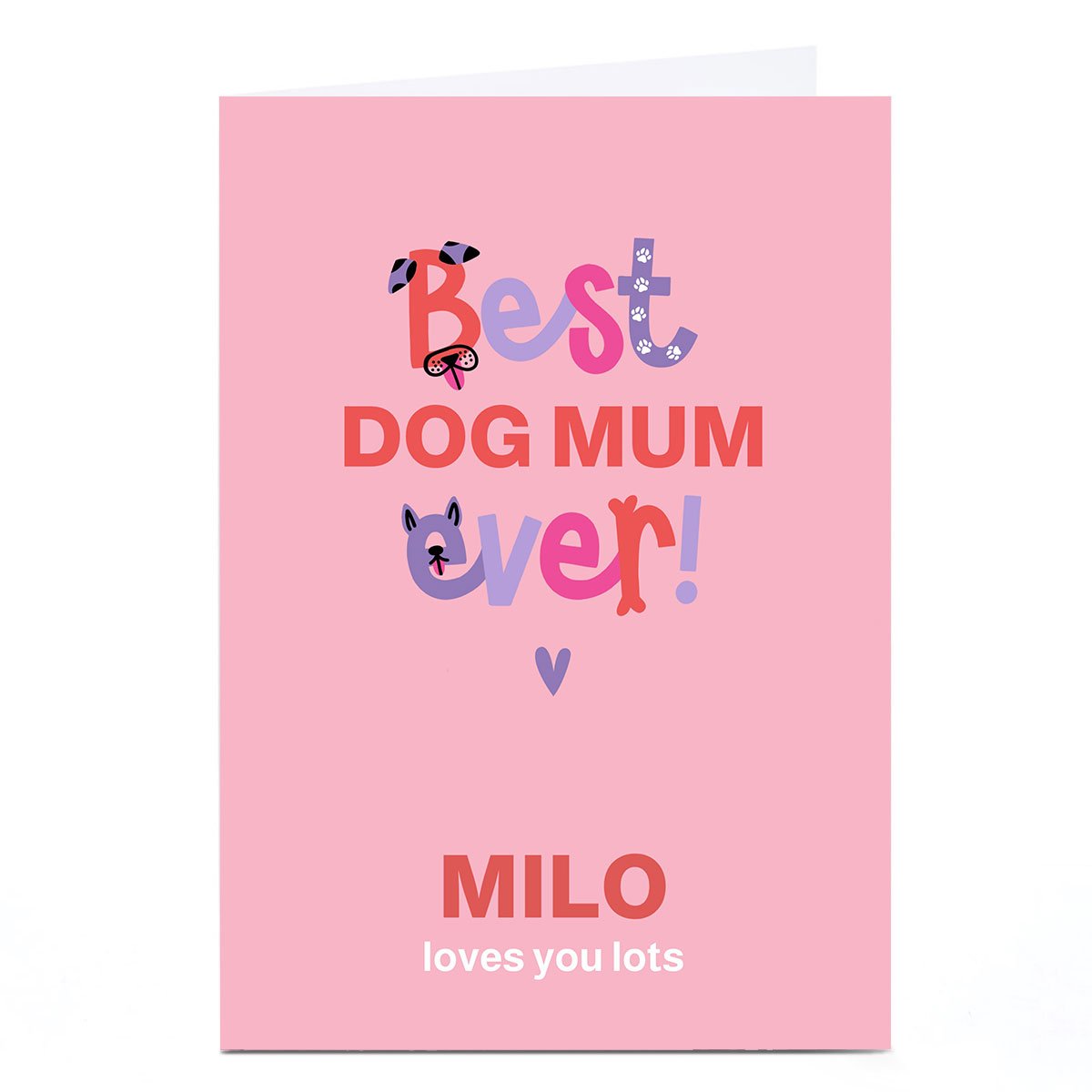 Personalised Mother's Day Card - Best Dog Mum Ever Character Letters