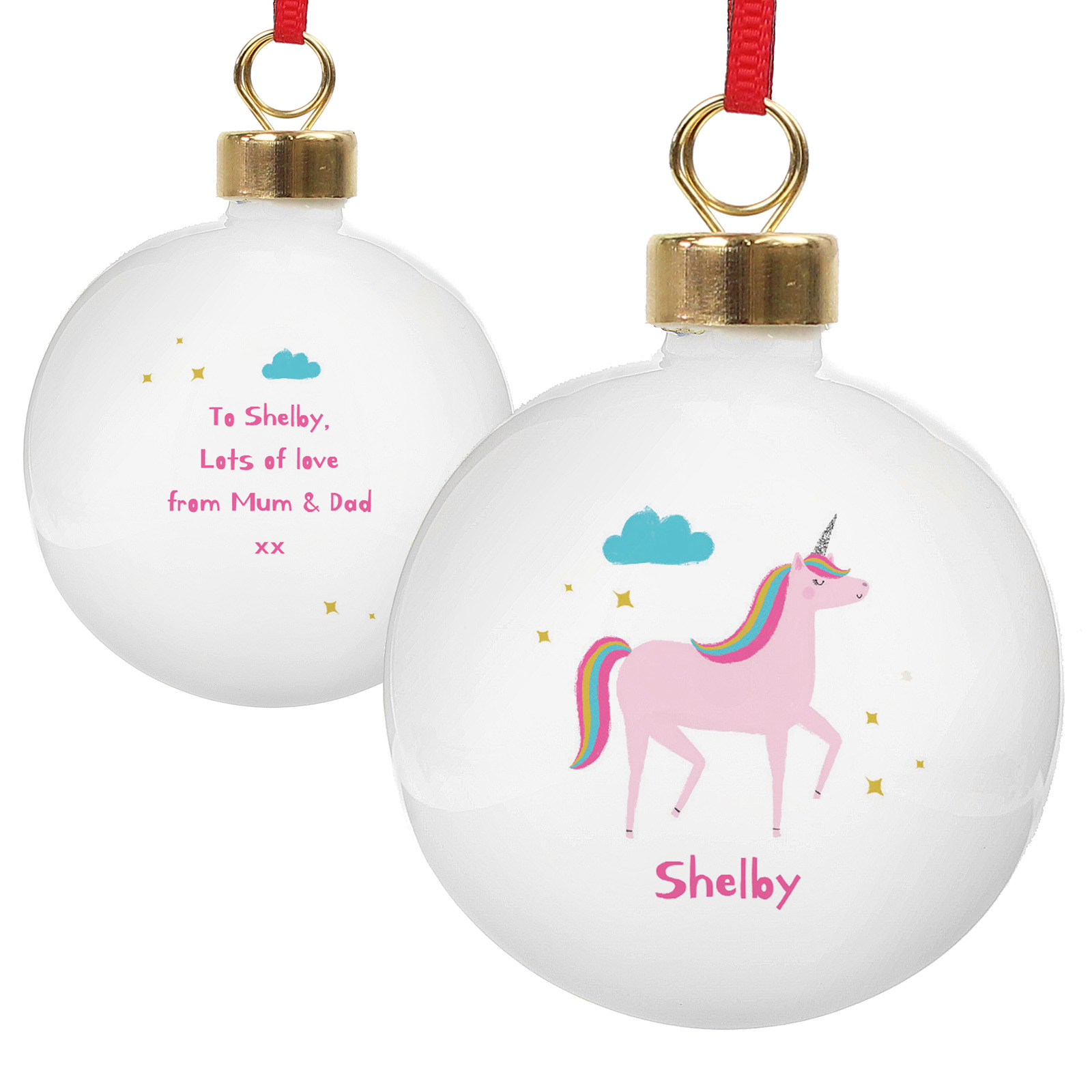 Personalised Ceramic Bauble - Unicorn