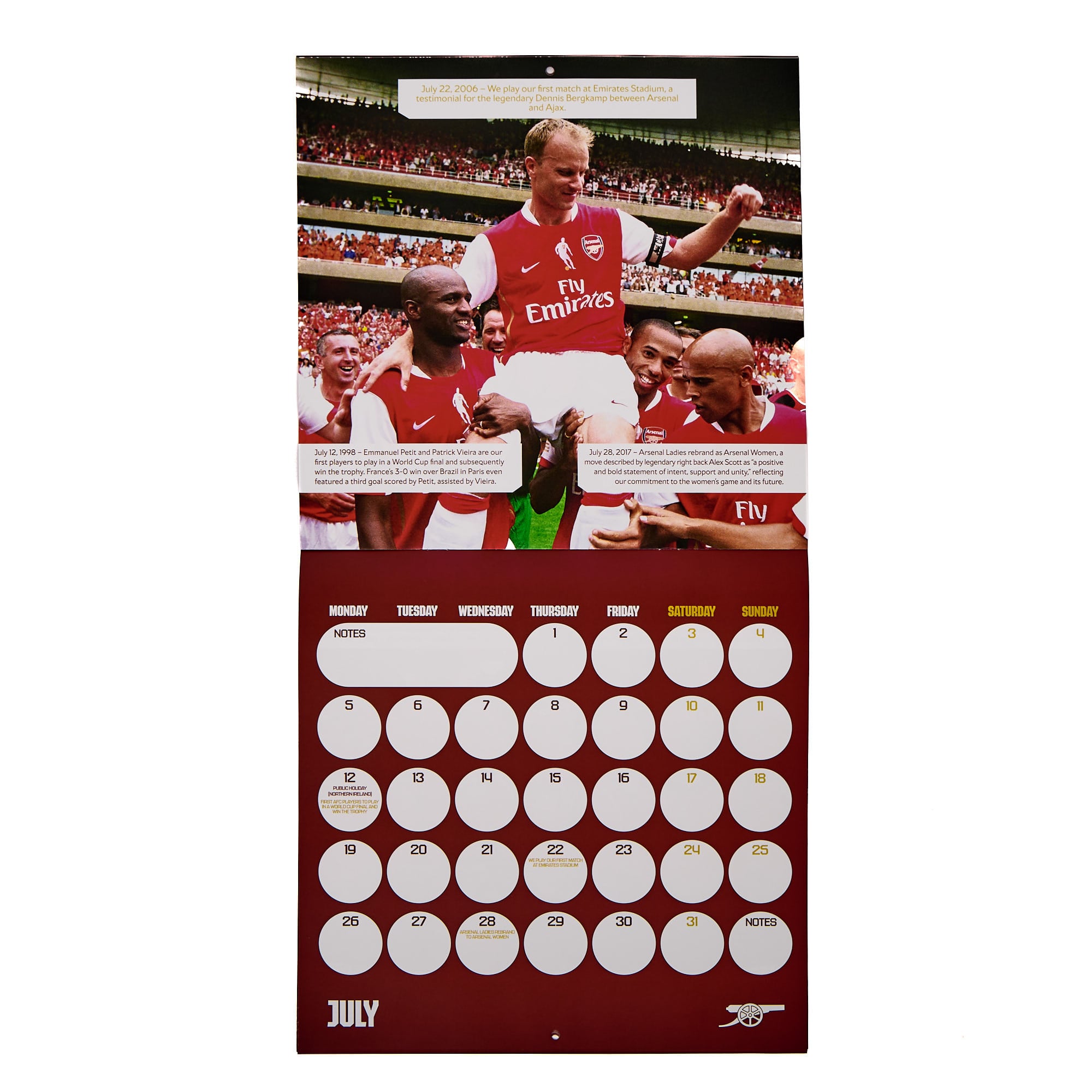 Arsenal FC 2027 Square Wall Calendar