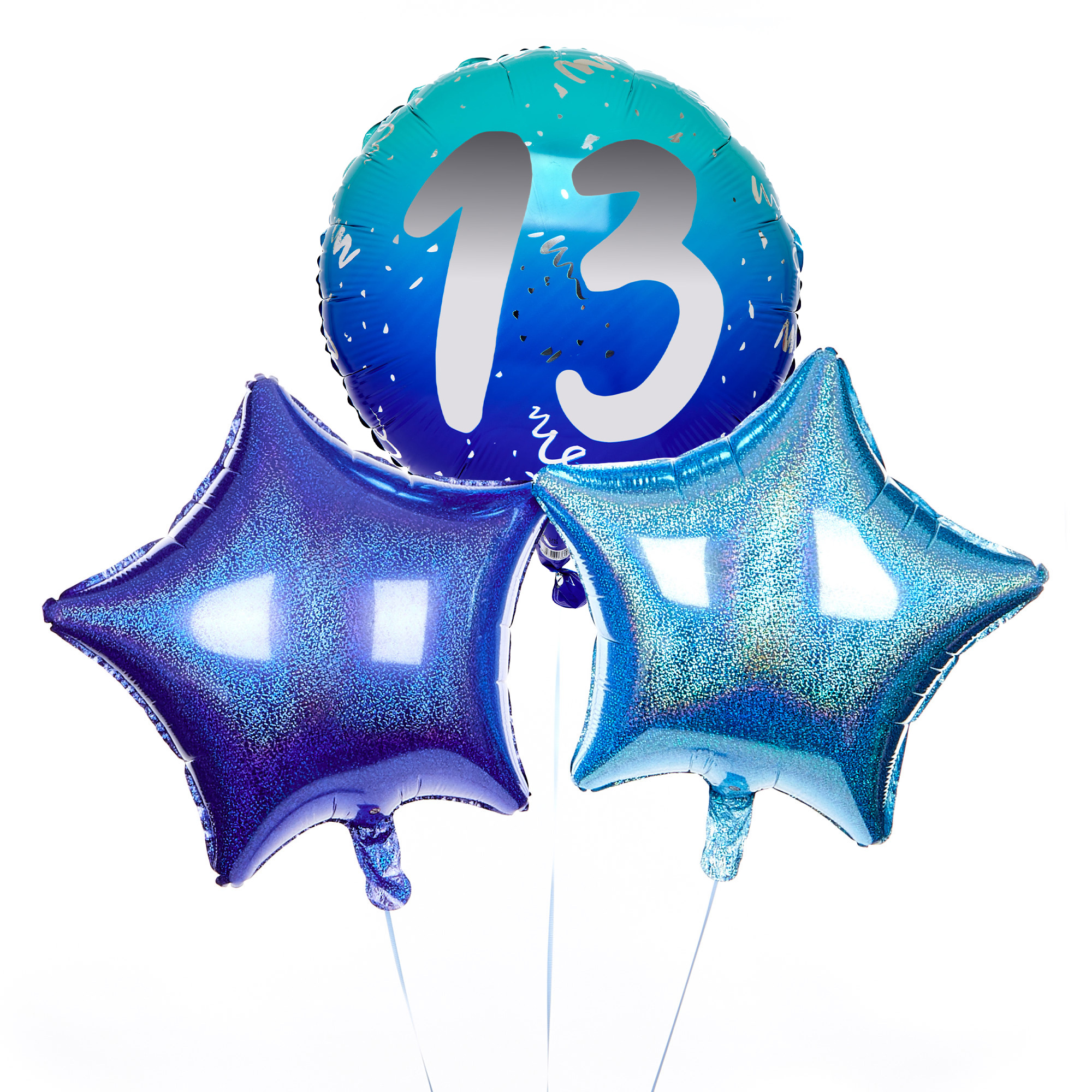 Blue 13th Birthday Balloon Bouquet - Delivered Inflated!