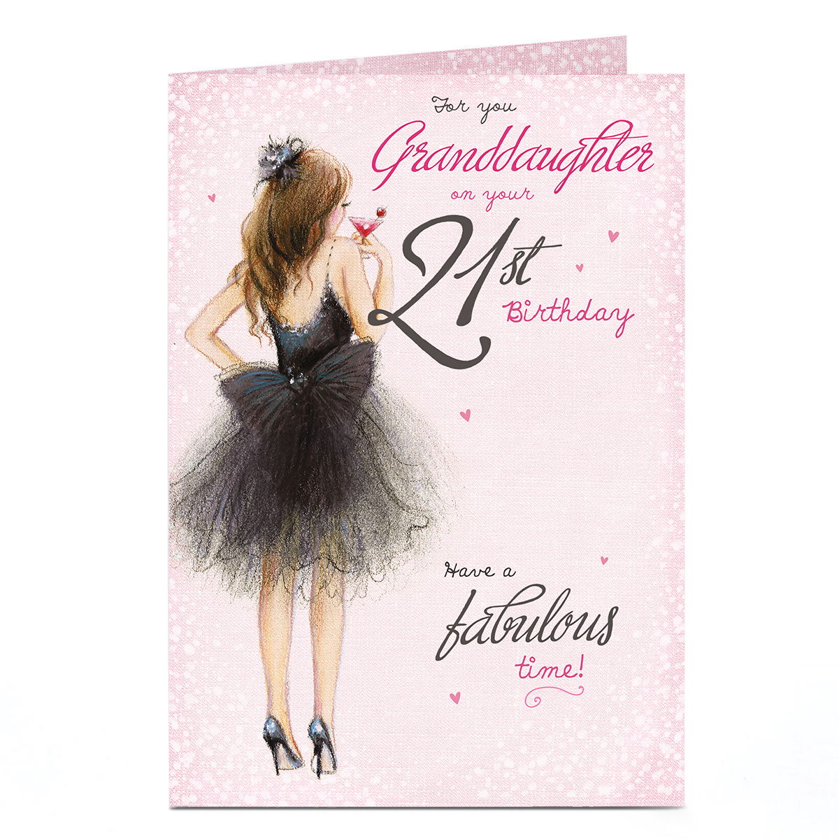 21st Birthday Card - Fabulous Cocktail Dress, Granddaughter