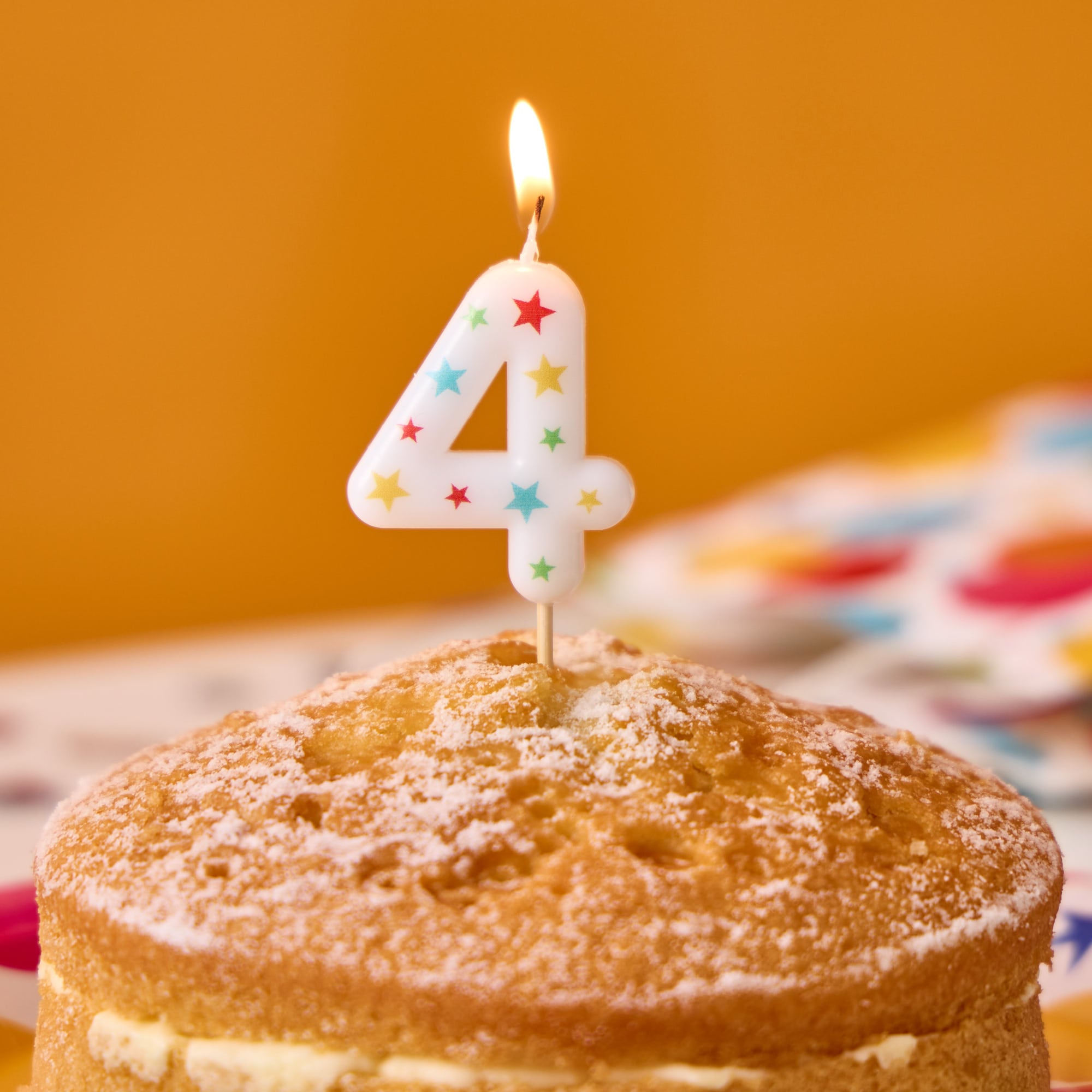 Star Print Number 4 Cake Candle
