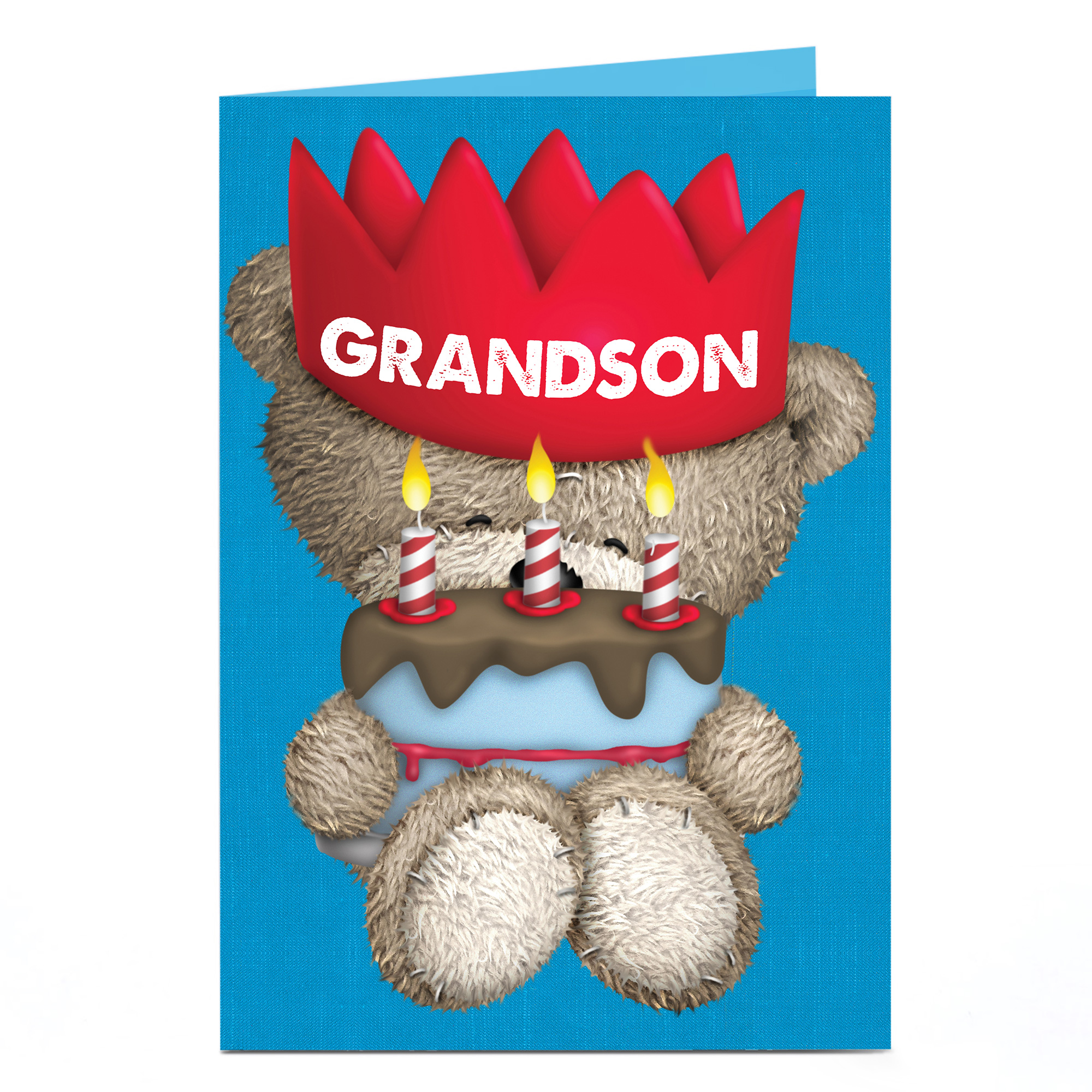 Personalised Hugs Birthday Card - Red Crown [Grandson]
