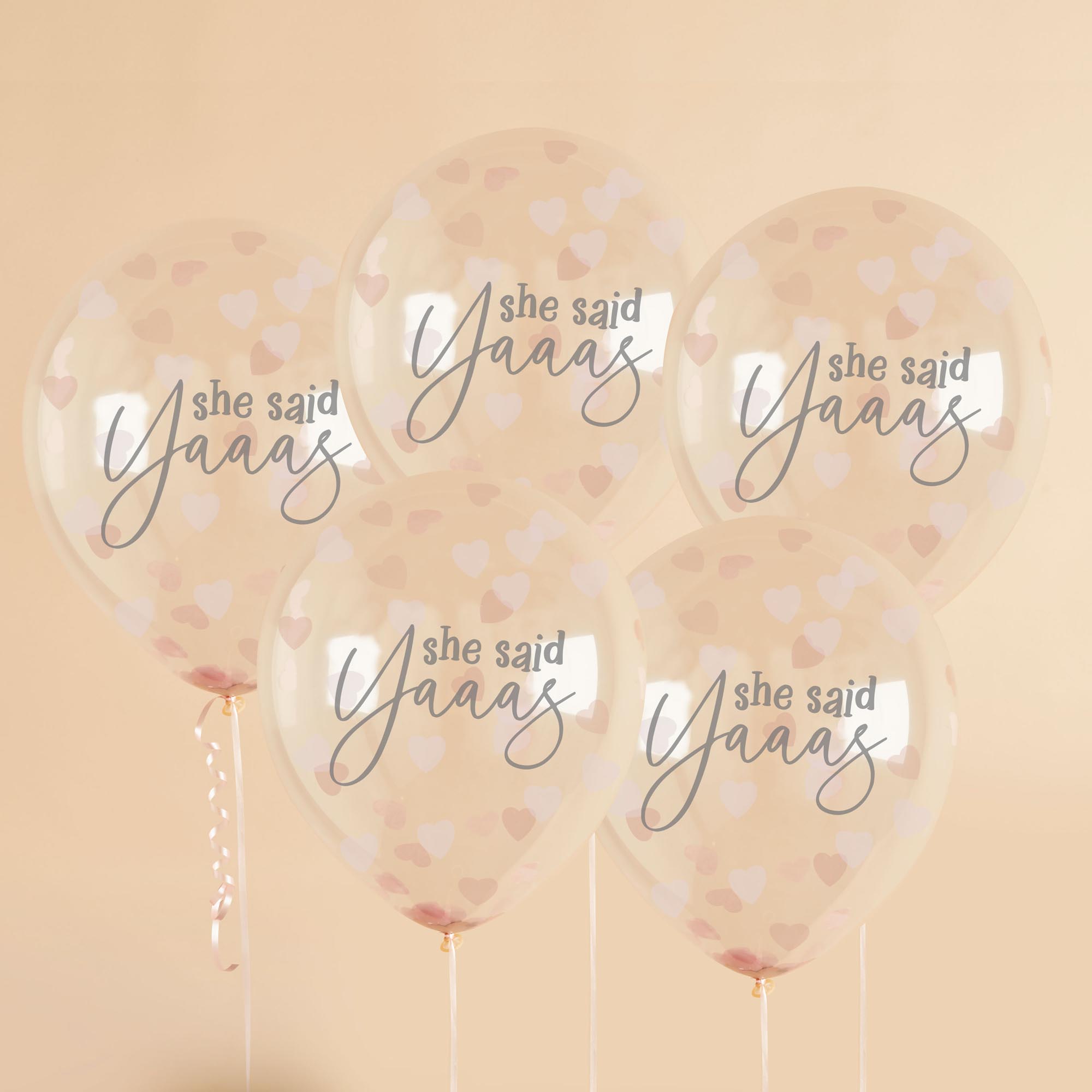 Rose Gold She Said Yaaas Confetti 12-Inch Latex Balloons - Pack of 5