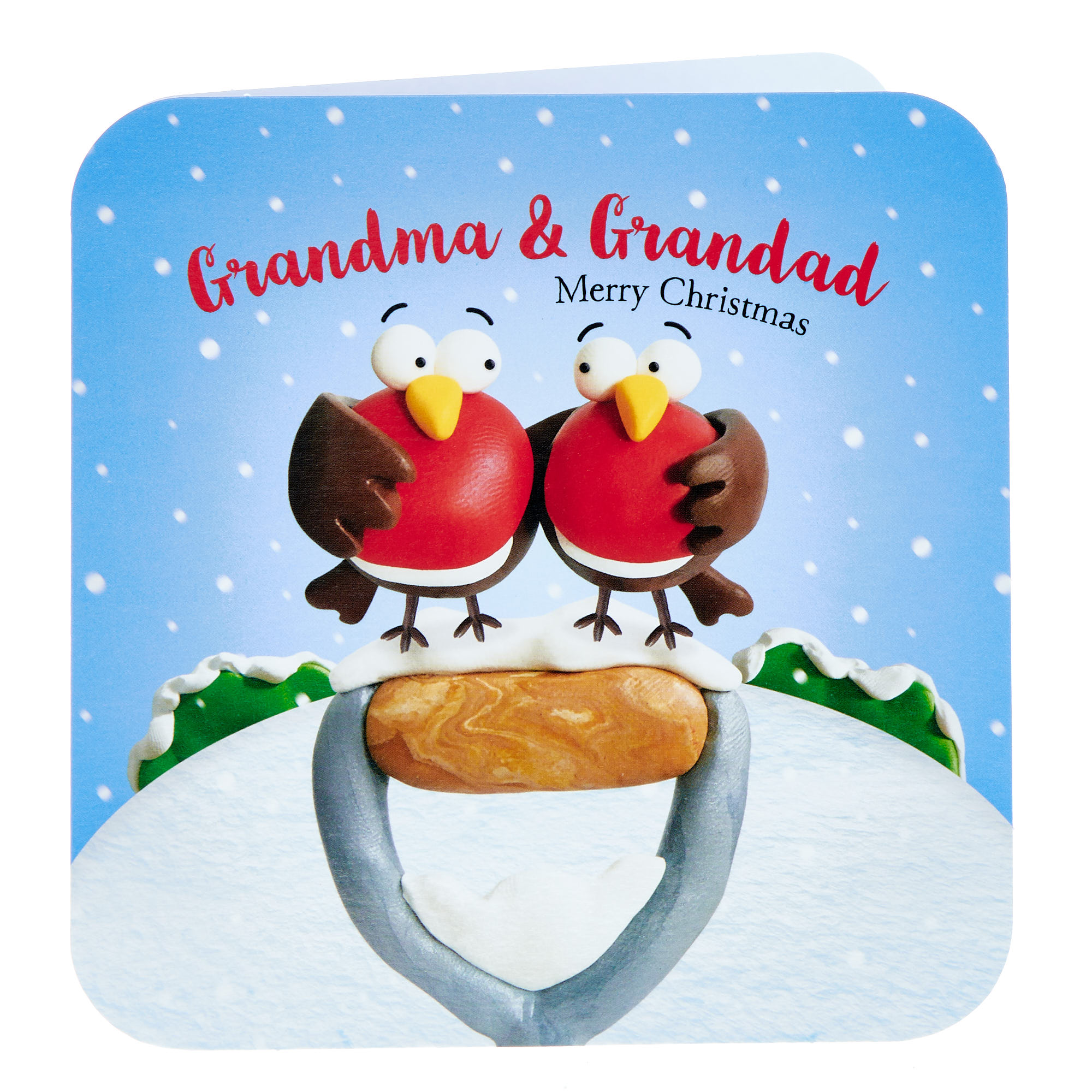 Grandma & Grandad Clay Robins Christmas Card