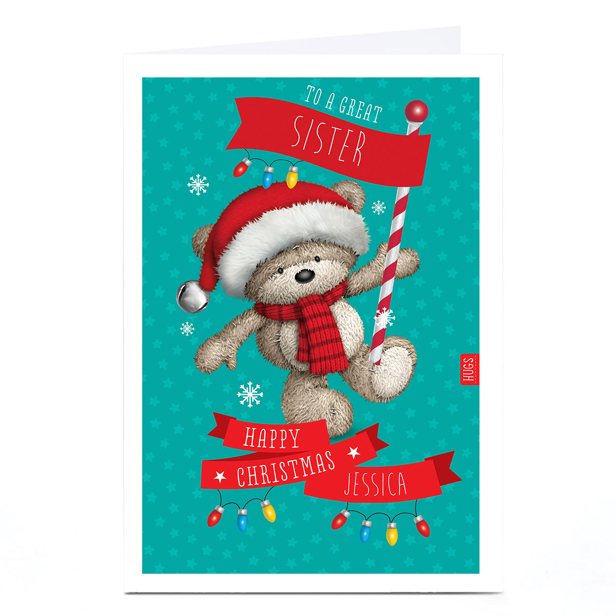 Hugs Personalised Christmas Card - Flagpole